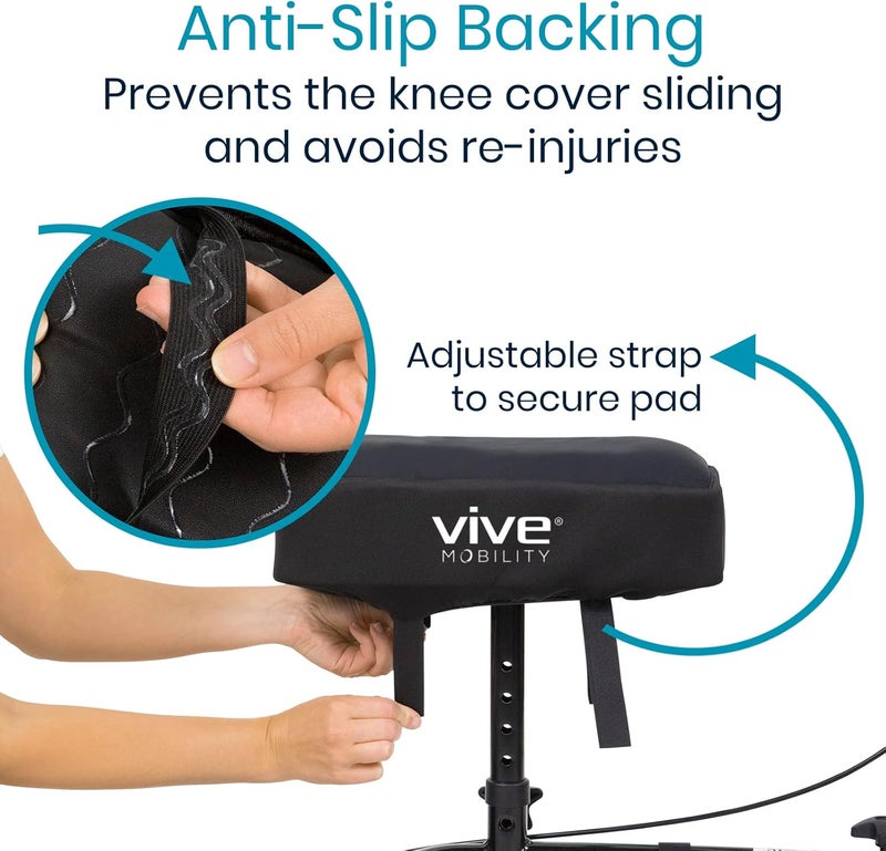Vive Mobility Knee Scooter Pad Cover - Accessories Cushion Cover for Comfort (Memory Foam) - for Broken Leg Crutch Cart Roller, Injuries, Surgery, Broken Foot, Ankle Injury, Replacement, Universal - Image 3